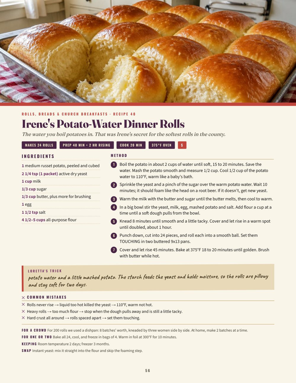 Irene's Potato-Water Rolls page